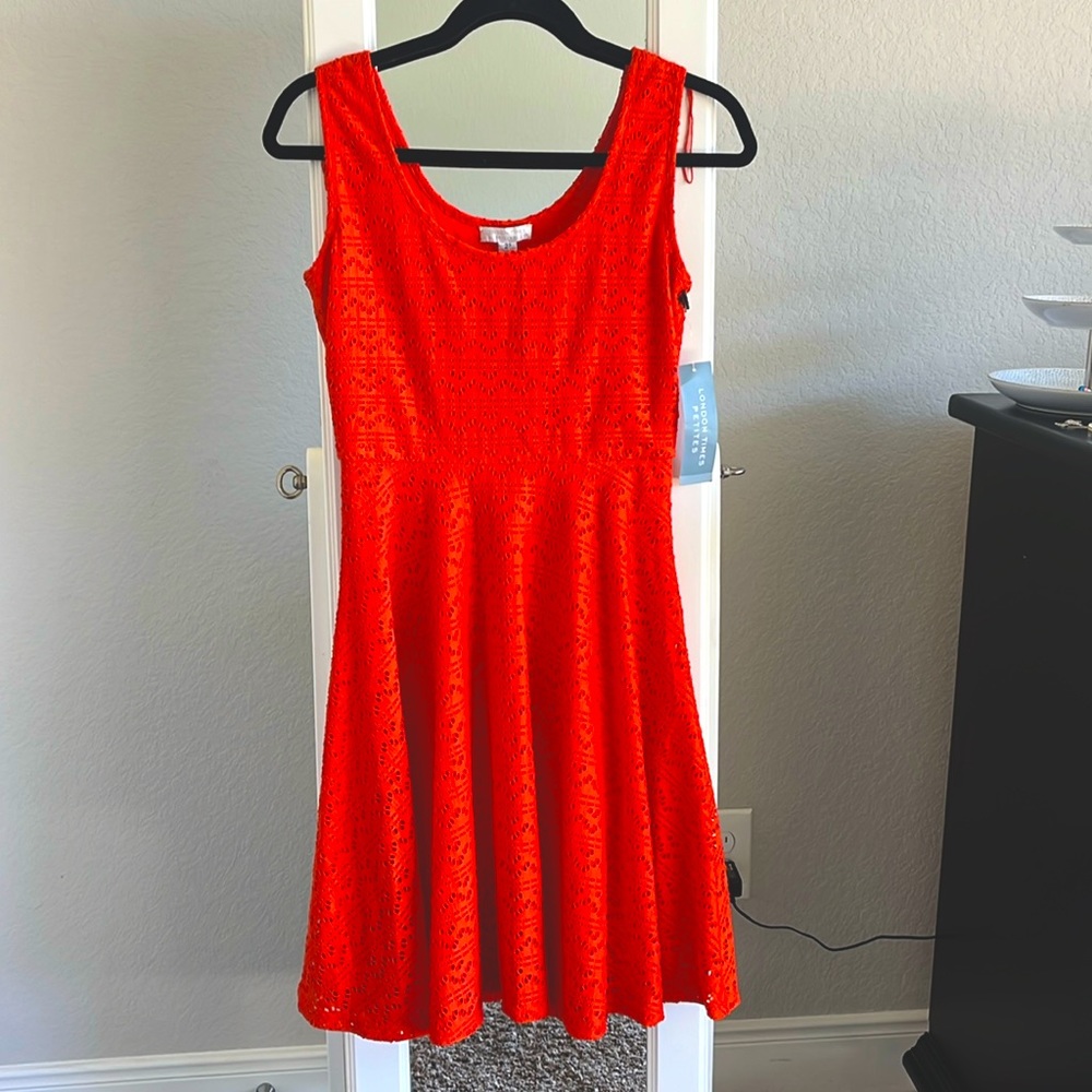London Times Evaline Eyelet Dress Burnt Orange